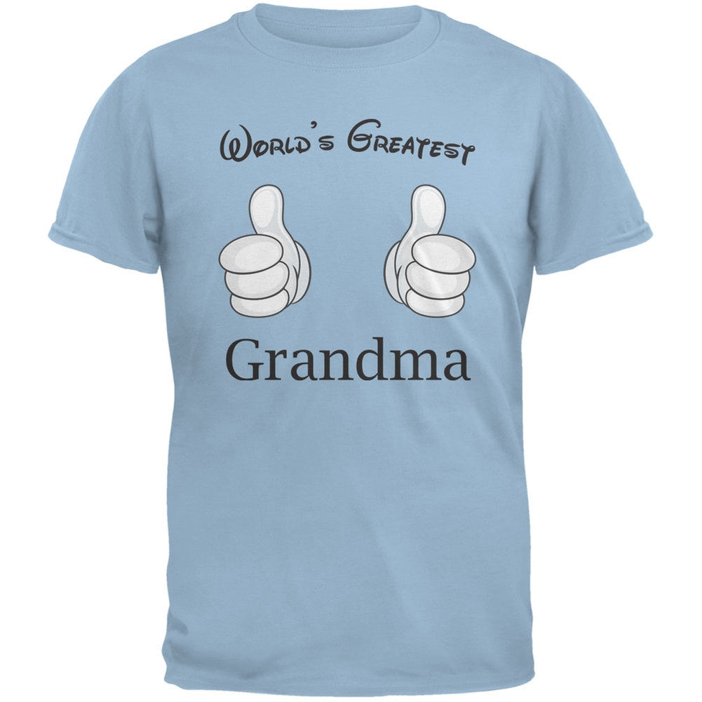 Mother's Day - World's Greatest Grandma Cartoon Light Blue Adult T-Shirt Juniors T-Shirts Old Glory 2XL Blue 