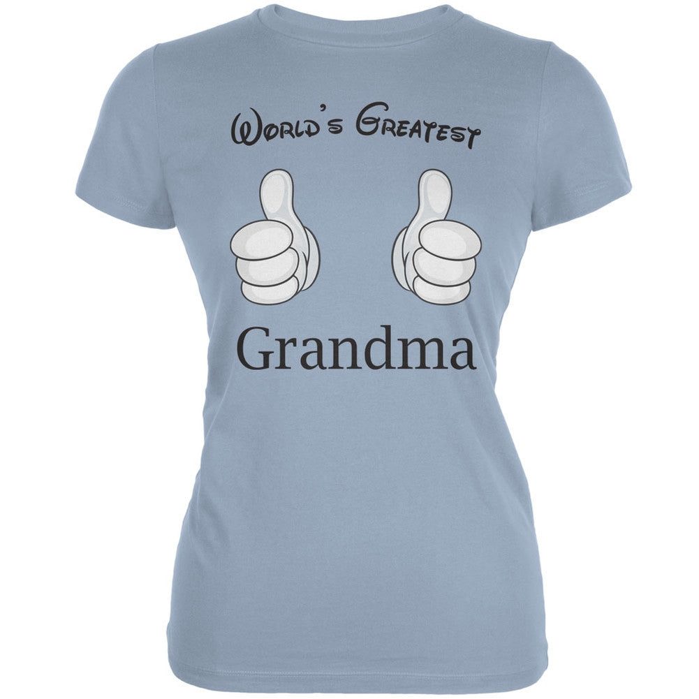 Mother's Day - World's Greatest Grandma Cartoon Light Blue Juniors Soft T-Shirt Juniors T-Shirts Old Glory 2XL Blue 