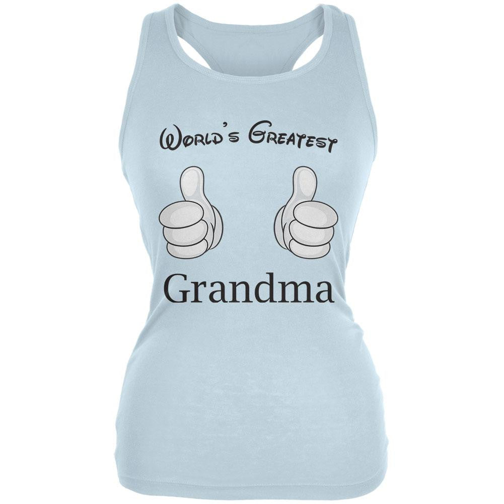 Mother's Day - World's Greatest Grandma Cartoon Pale Blue Juniors Soft Tank Top Juniors Tank Tops Old Glory 2XL Blue 