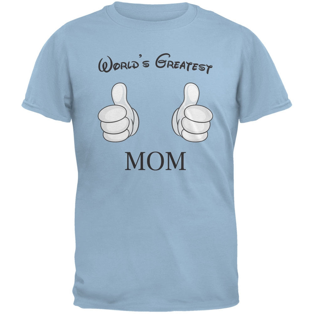 Mother's Day - World's Greatest Mom Cartoon Light Blue Adult T-Shirt Men's T-Shirts Old Glory 2XL Blue 