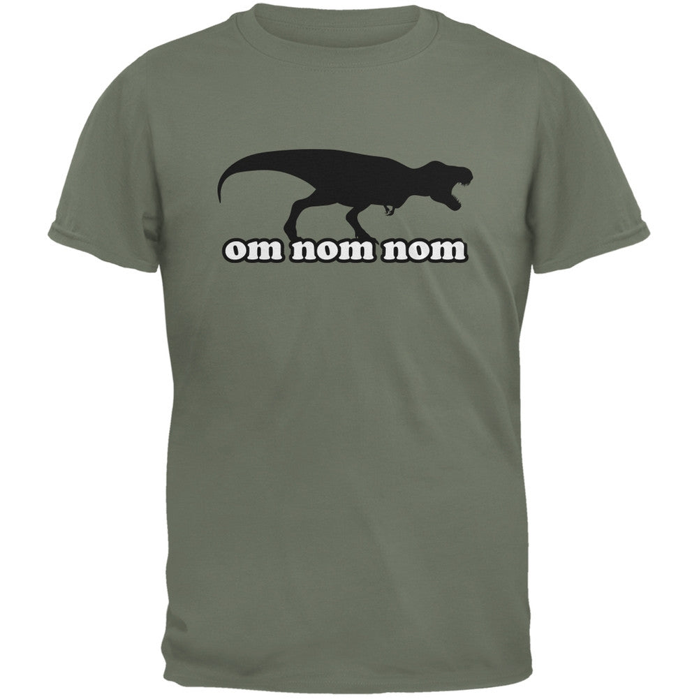 Jurassic - T-rex Om Nom Nom Military Green Youth T-Shirt Youth T-Shirts Old Glory LG Green 