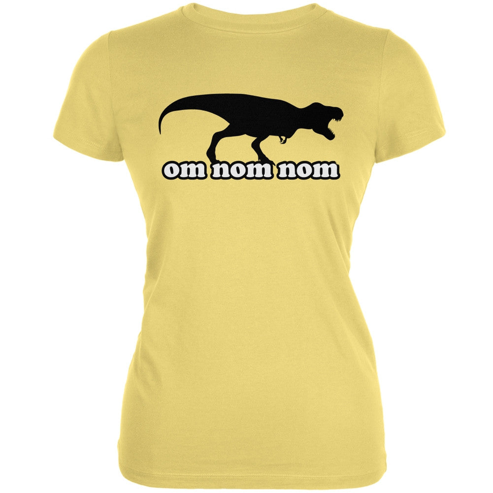 Jurassic - T-rex Om Nom Nom Yellow Juniors Soft T-Shirt Juniors T-Shirts Old Glory LG Yellow 