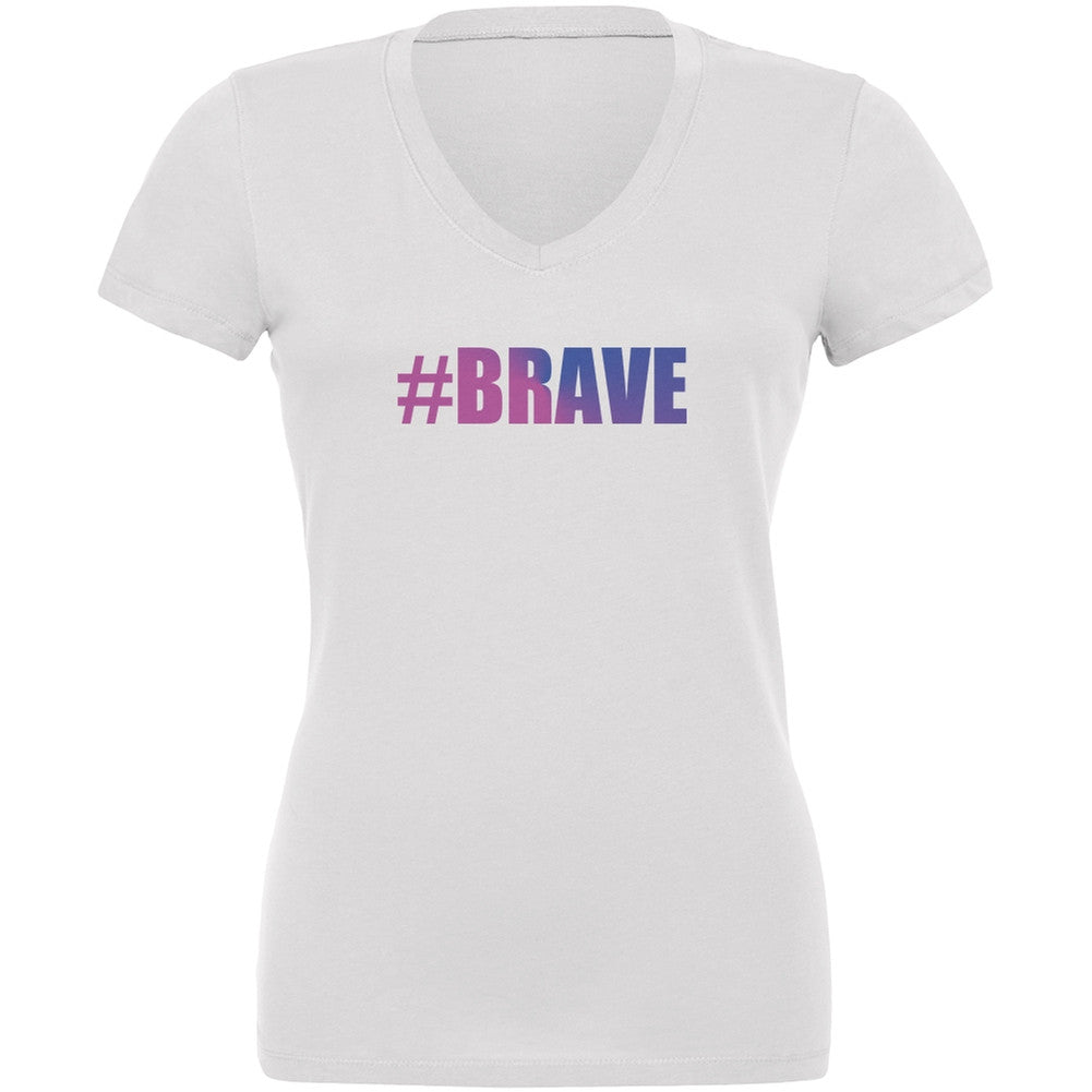 #Brave Transgender Caitlyn Jenner White Juniors V-Neck T-Shirt Juniors T-Shirts Old Glory 2XL White 