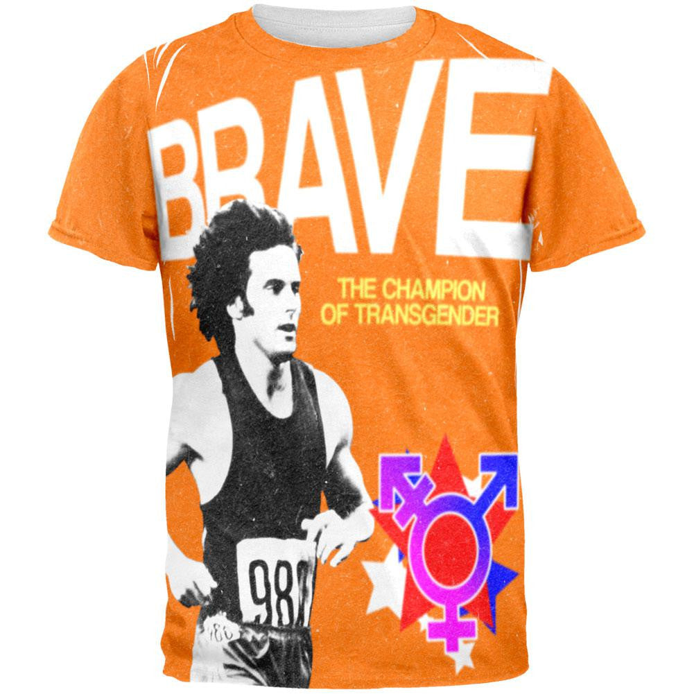 Brave Champion of Transgender Bruce Jenner All Over Adult T-Shirt Men's T-Shirts Old Glory 2XL Multi 