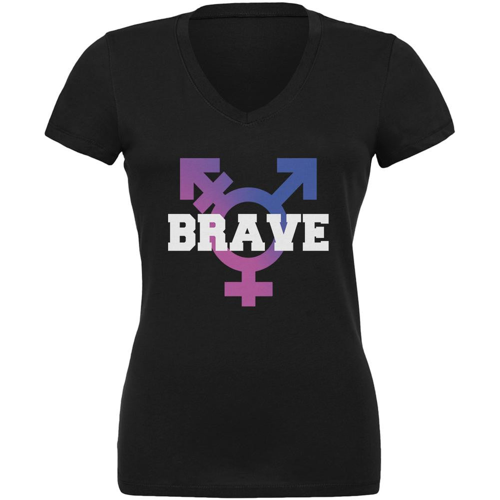 Brave Transgender Caitlyn Jenner Black Juniors V-Neck T-Shirt Juniors T-Shirts Old Glory 2XL Black 