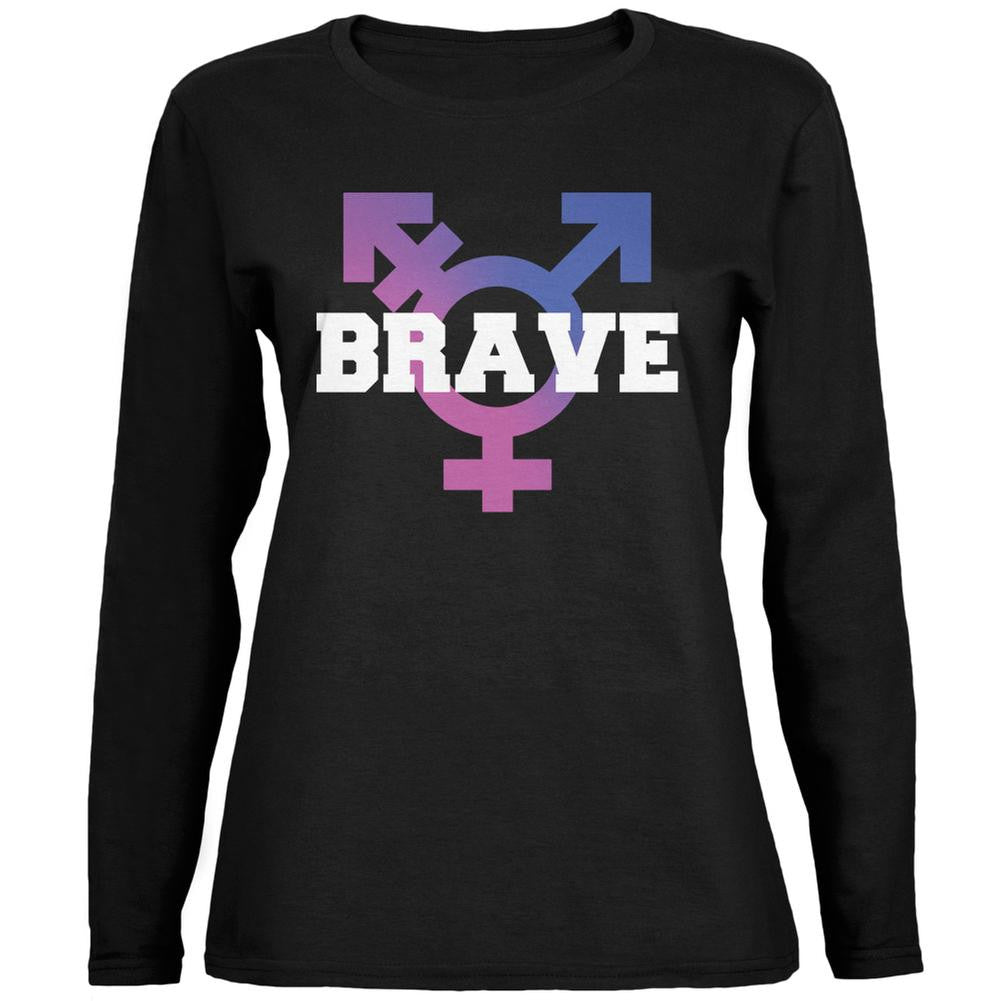 Brave Transgender Caitlyn Jenner Black Ladies Long Sleeve T-Shirt Women's Long Sleeves Old Glory 2XL Black 