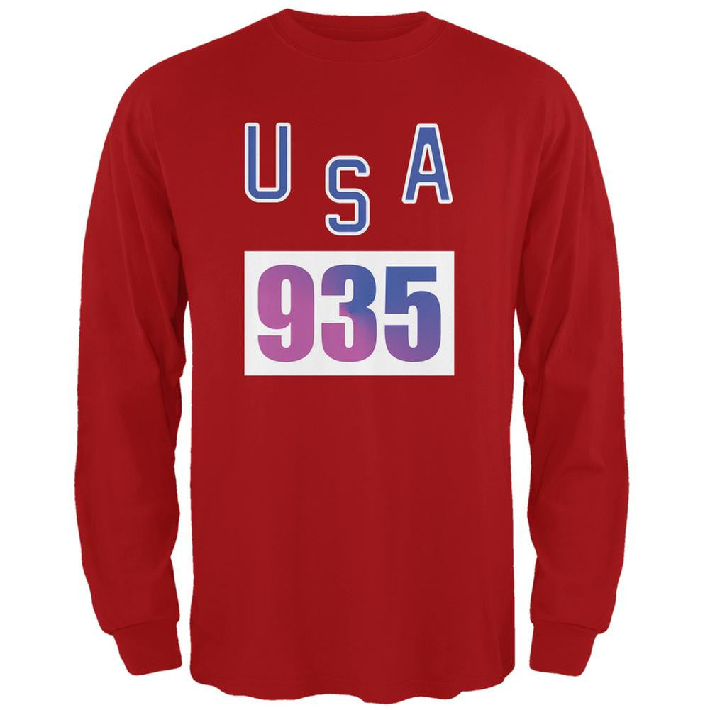 Team Bruce Jenner USA 935 Olympic Costume Red Adult Long Sleeve T-Shirt Men's Long Sleeves Old Glory 2XL Red 