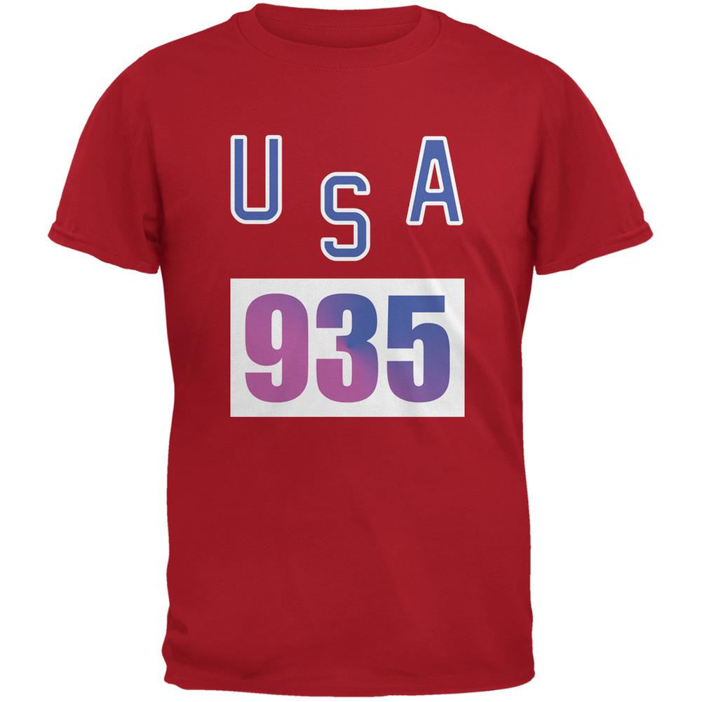 Team Bruce Jenner USA 935 Olympic Costume Red Adult T-Shirt Men's T-Shirts Old Glory 2XL Red 