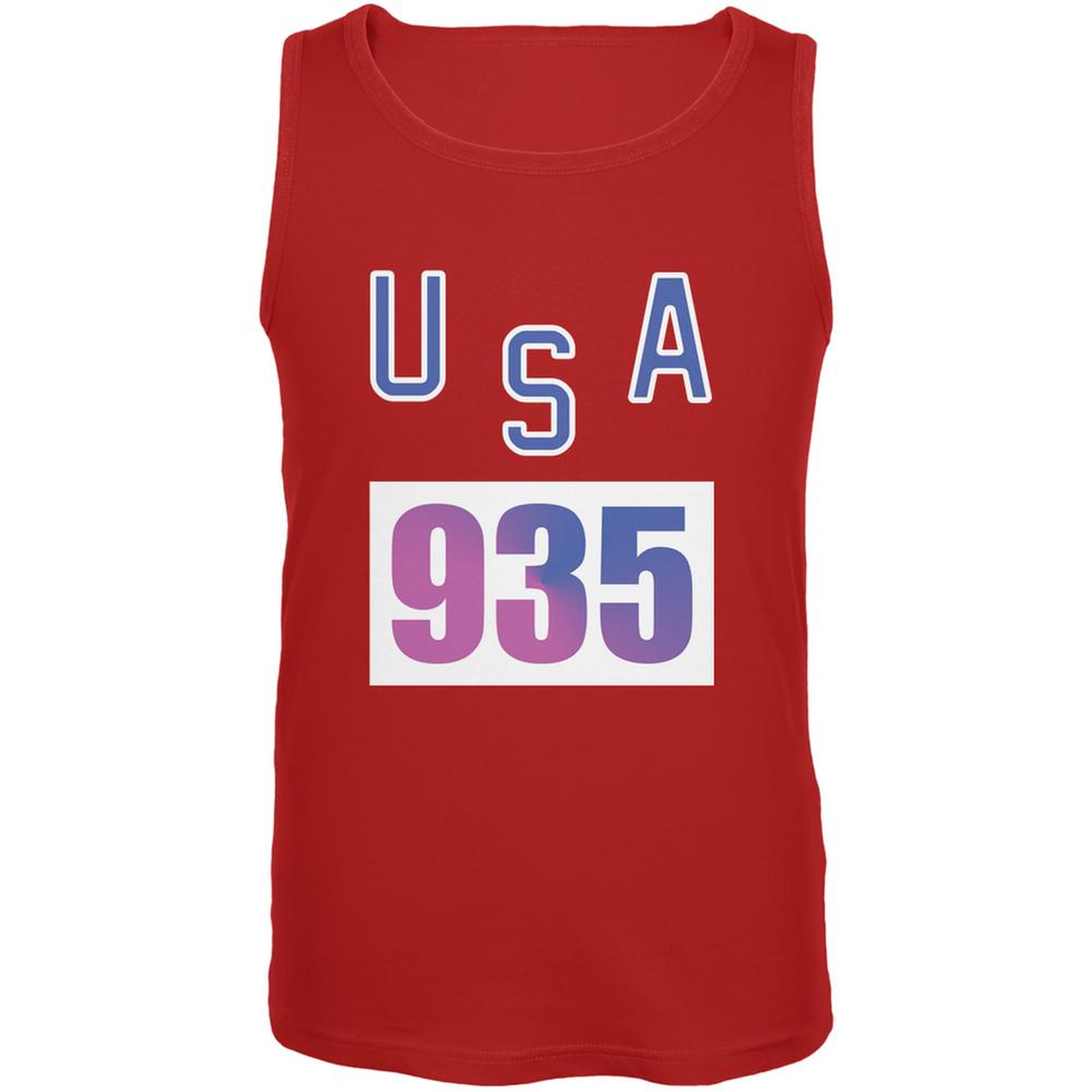 Team Bruce Jenner USA 935 Olympic Costume Red Adult Tank Top Men's Tank Tops Old Glory SM  