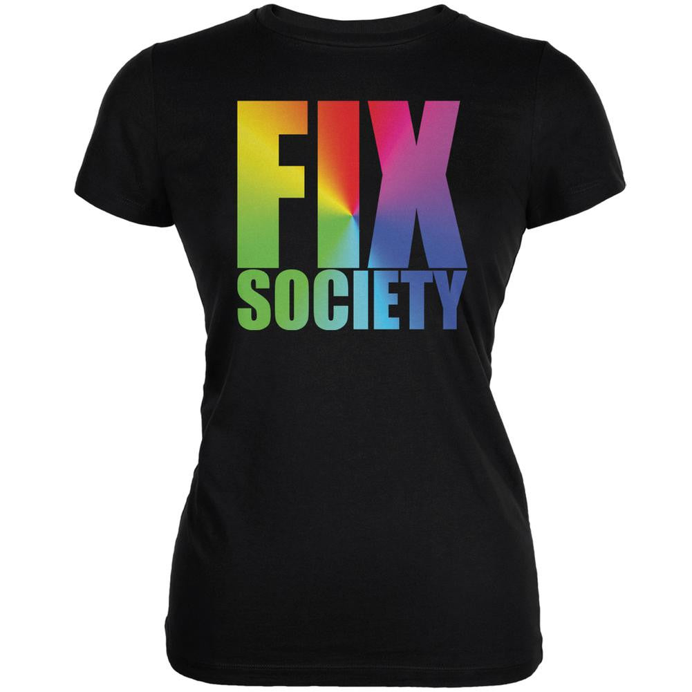 Fix Society LGBT Caitlyn Jenner Black Juniors Soft T-Shirt Juniors T-Shirts Old Glory 2XL Black 