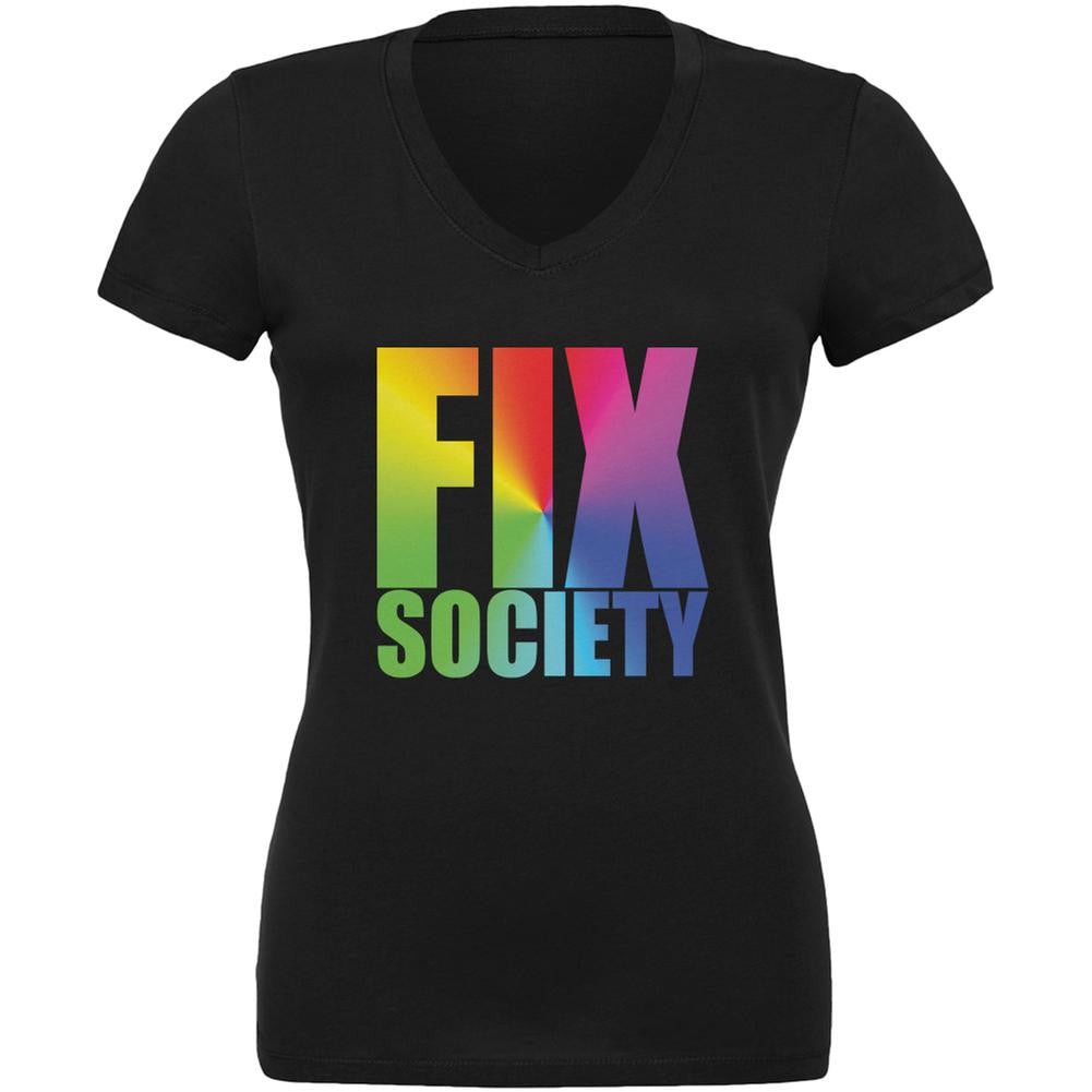 Fix Society LGBT Caitlyn Jenner Black Juniors V-Neck T-Shirt Juniors T-Shirts Old Glory 2XL Black 