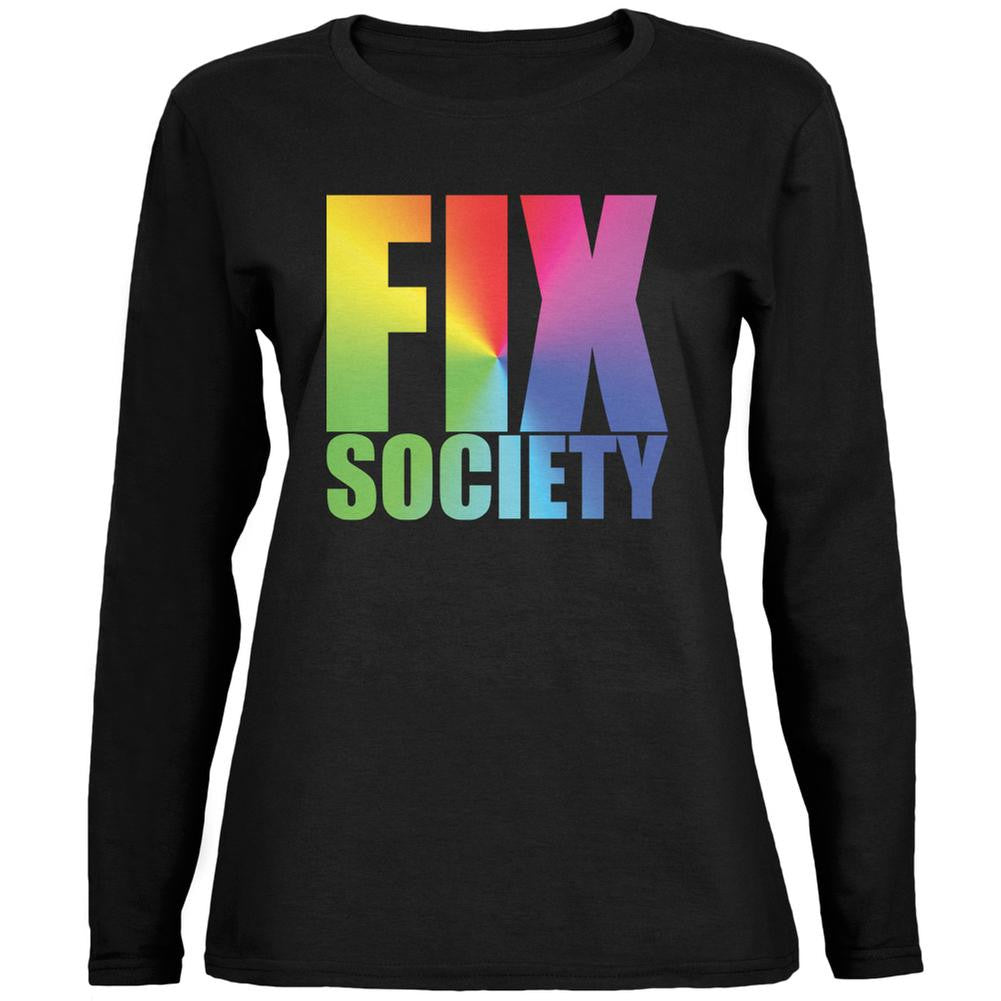 Fix Society LGBT Caitlyn Jenner Black Ladies Long Sleeve T-Shirt Women's Long Sleeves Old Glory 2XL Black 