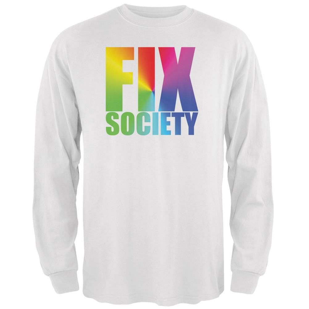 Fix Society LGBT Caitlyn Jenner White Adult Long Sleeve T-Shirt Men's Long Sleeves Old Glory 2XL White 