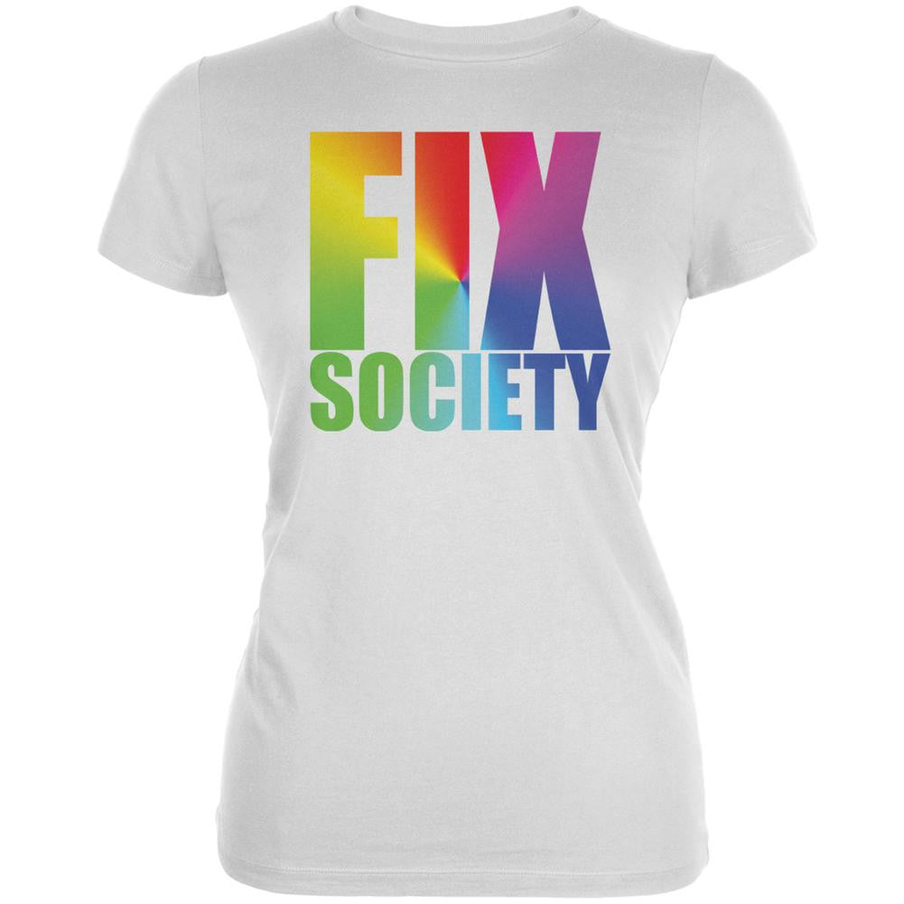 Fix Society LGBT Caitlyn Jenner White Juniors Soft T-Shirt Juniors T-Shirts Old Glory 2XL White 