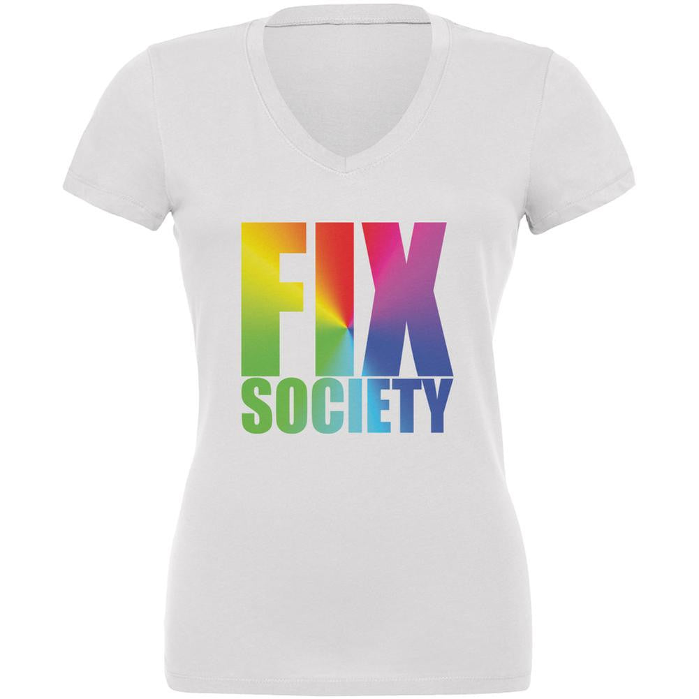 Fix Society LGBT Caitlyn Jenner White Juniors V-Neck T-Shirt Juniors T-Shirts Old Glory 2XL White 