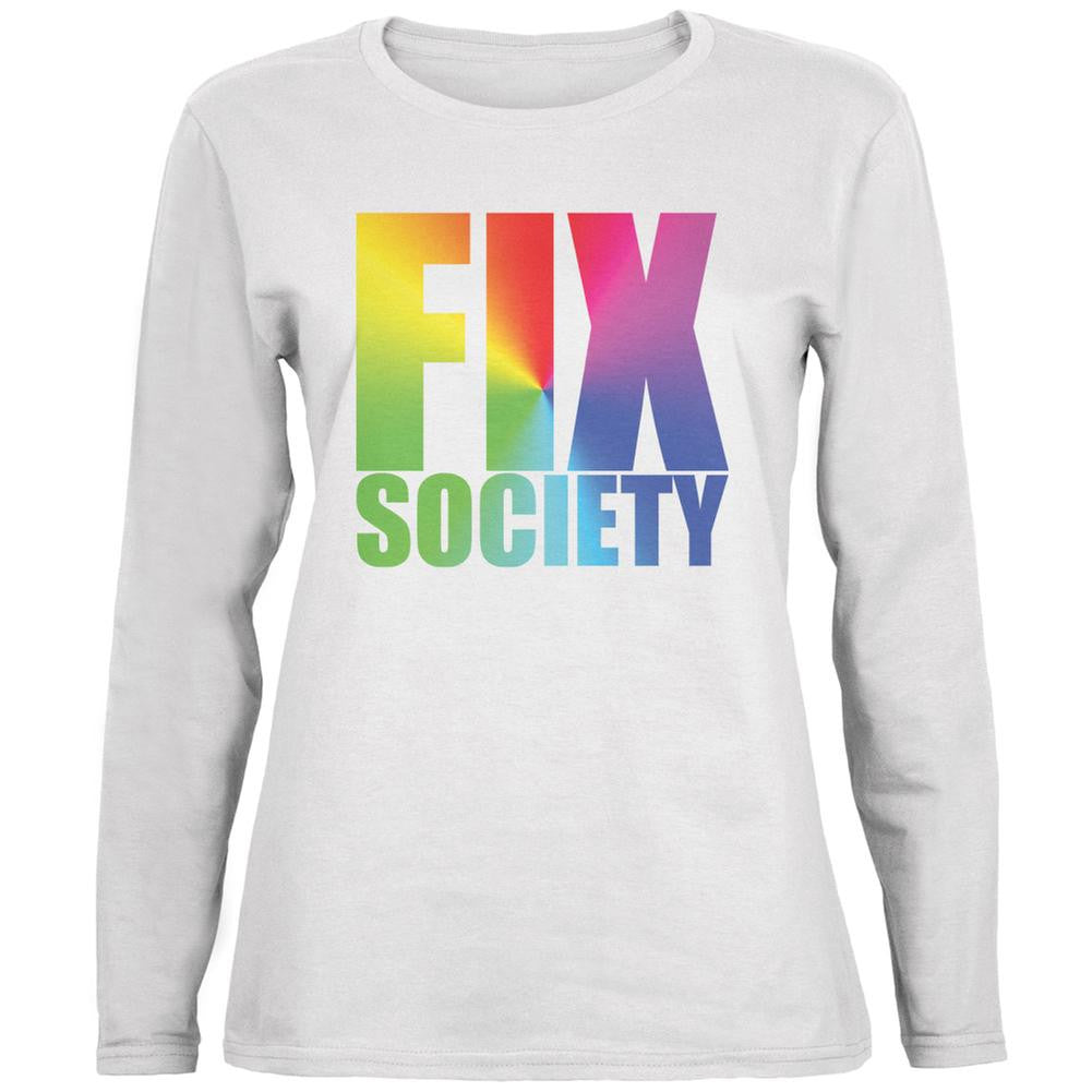 Fix Society LGBT CaitlynJenner White Ladies Long Sleeve T-Shirt Women's Long Sleeves Old Glory 2XL White 