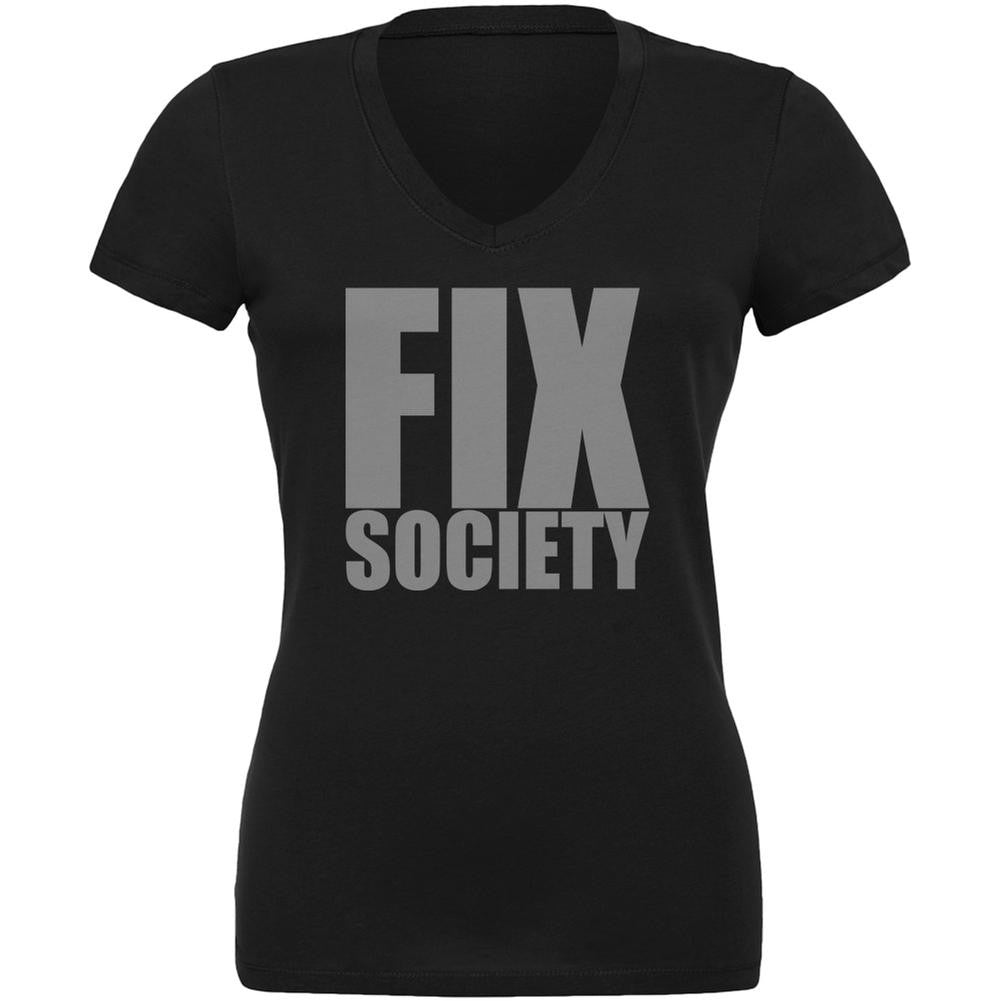 Please Fix Society Caitlyn Jenner Black Juniors V-Neck T-Shirt Juniors T-Shirts Old Glory 2XL Black 