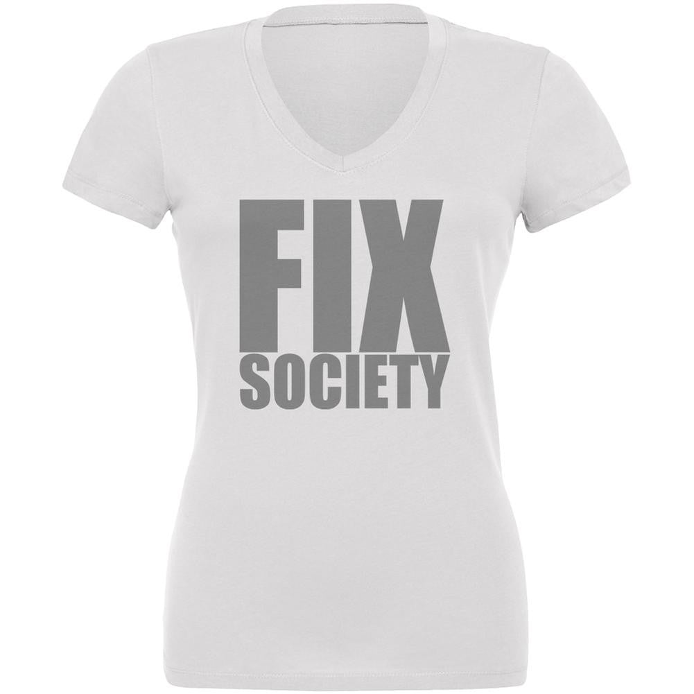 Please Fix Society Caitlyn Jenner White Juniors V-Neck T-Shirt Juniors T-Shirts Old Glory 2XL White 