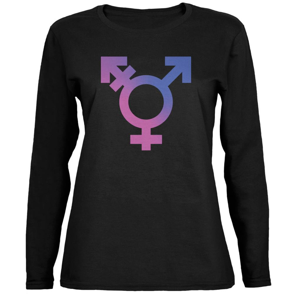 Transgender Symbol Caitlyn Jenner Black Ladies Long Sleeve T-Shirt Women's Long Sleeves Old Glory 2XL Black 