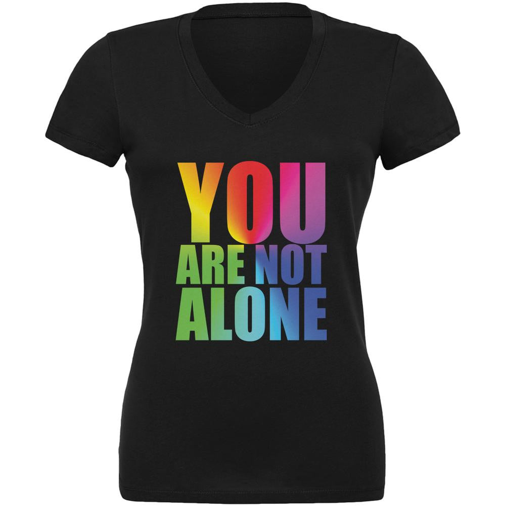 You Are Not Alone LGBT Caitlyn Jenner Black Juniors V-Neck T-Shirt Juniors T-Shirts Old Glory 2XL Black 