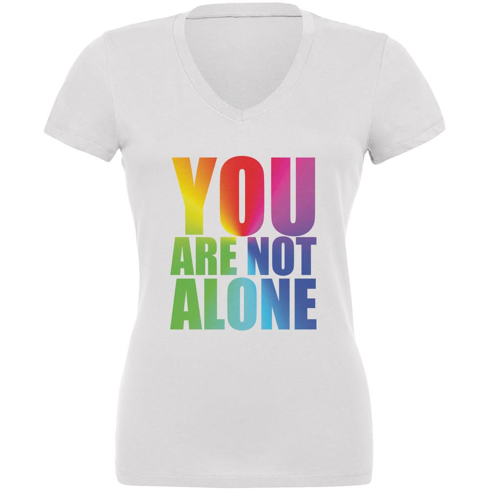 You Are Not Alone LGBT Caitlyn Jenner White Juniors V-Neck T-Shirt Juniors T-Shirts Old Glory 2XL White 