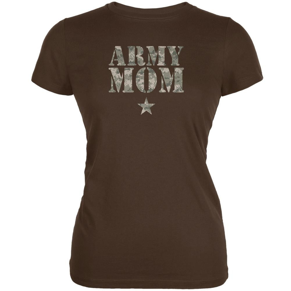 Army Mom Brown Juniors Soft T-Shirt Juniors T-Shirts Old Glory 2XL Brown 