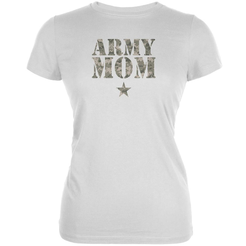 Army Mom White Juniors Soft T-Shirt Juniors T-Shirts Old Glory 2XL White 