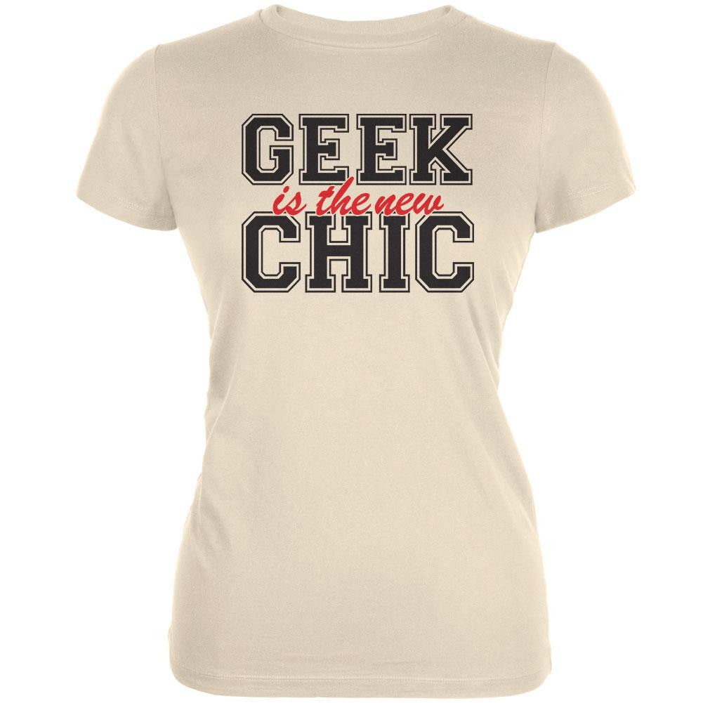 Geek is the new Chic Cream Juniors Soft T-Shirt Juniors T-Shirts Old Glory 2XL Off-White 