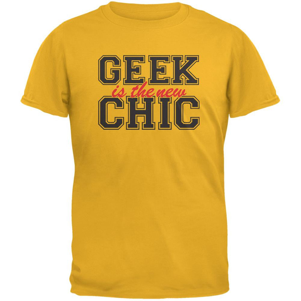 Geek is the new Chic Gold Adult T-Shirt Men's T-Shirts Old Glory 2XL Yellow 