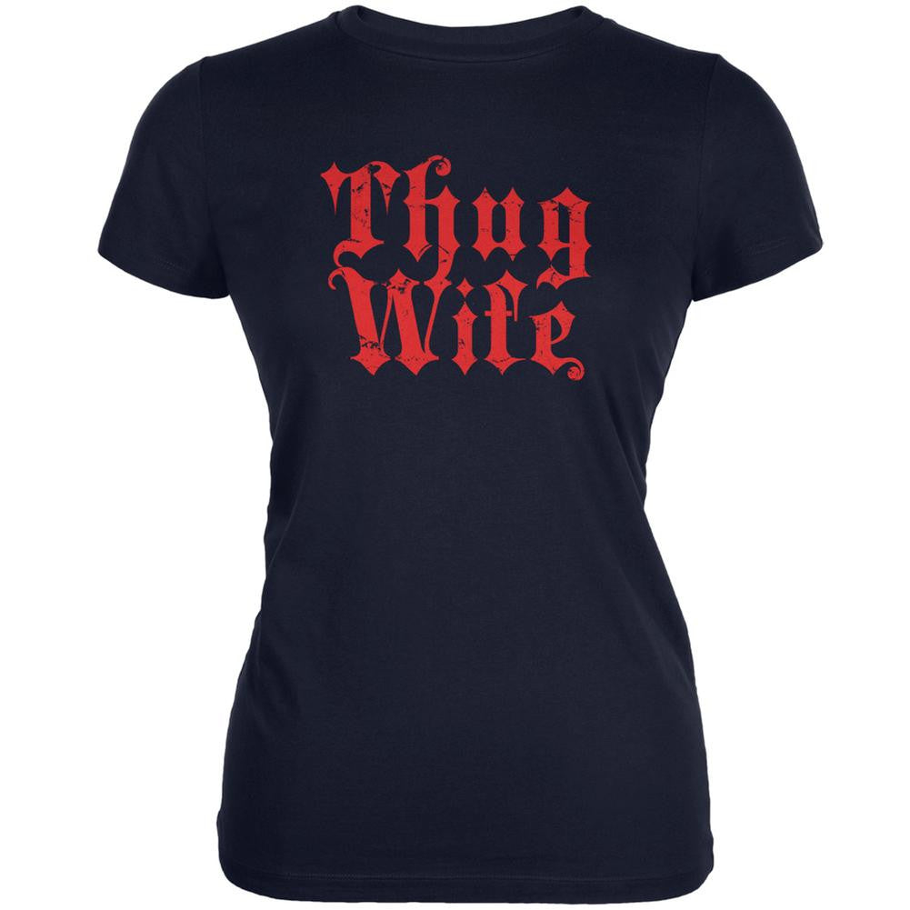 Thug Wife Navy Juniors Soft T-Shirt Juniors T-Shirts Old Glory 2XL Blue 