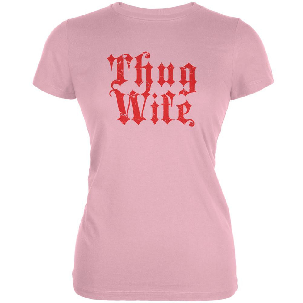 Thug Wife Pink Juniors Soft T-Shirt Juniors T-Shirts Old Glory 2XL Pink 