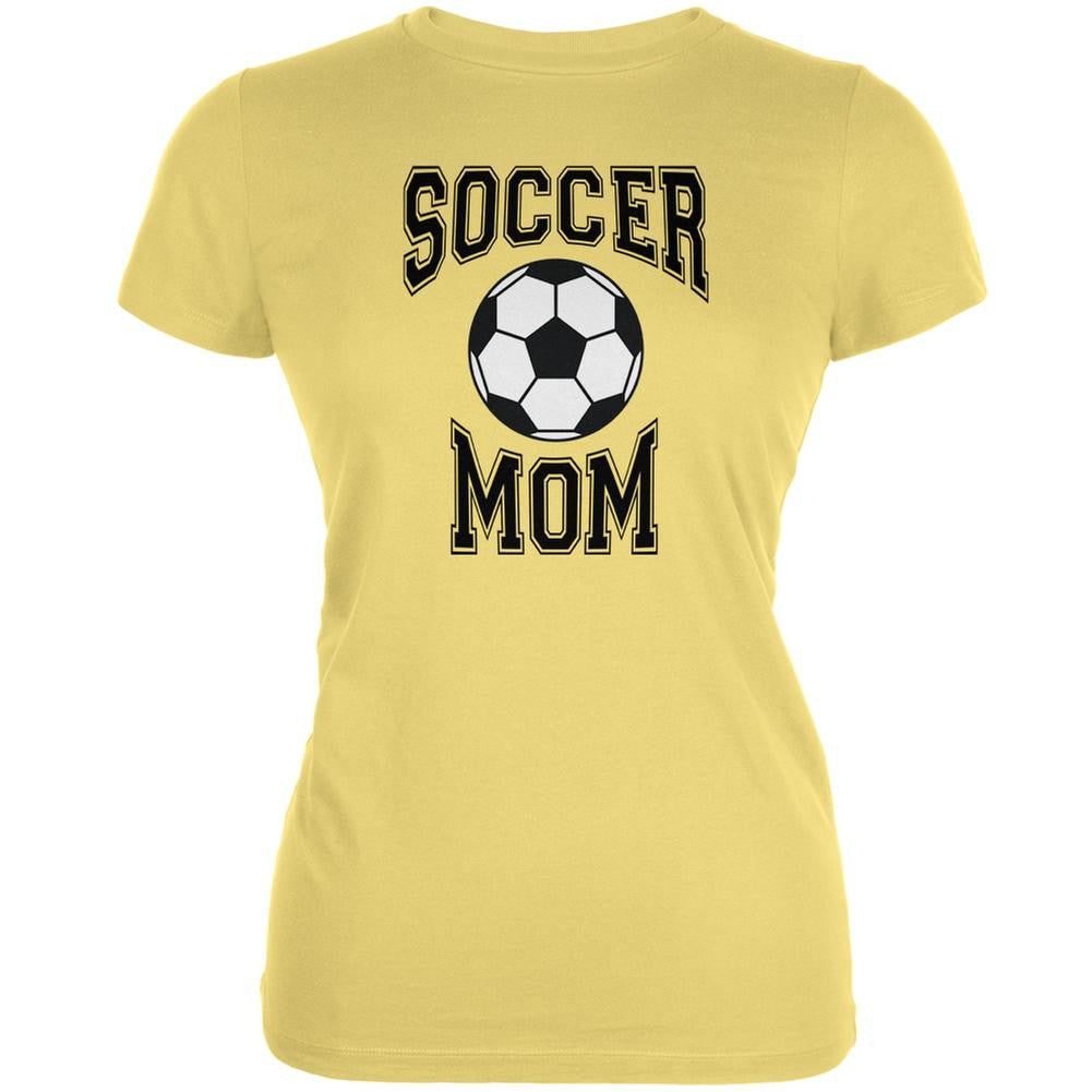 Soccer Mom Yellow Juniors Soft T-Shirt Juniors T-Shirts Old Glory LG Yellow 