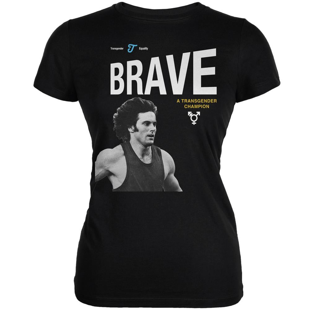 Bruce Jenner Brave Cereal Box - Black Juniors Soft T-Shirt Juniors T-Shirts Old Glory 2XL Black 