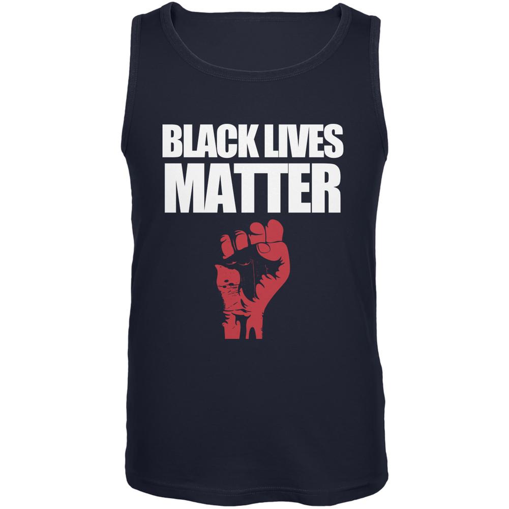 Black Lives Matter Navy Adult Tank Top Men's Tank Tops Old Glory SM Blue