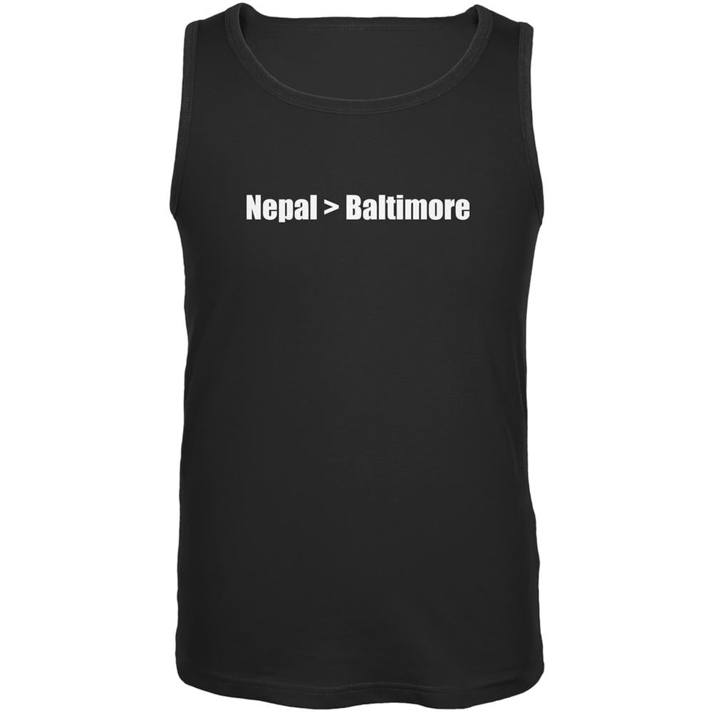 Nepal is Greater Than Baltimore Black Adult Tank Top Men's Tank Tops Old Glory 2XL Black 