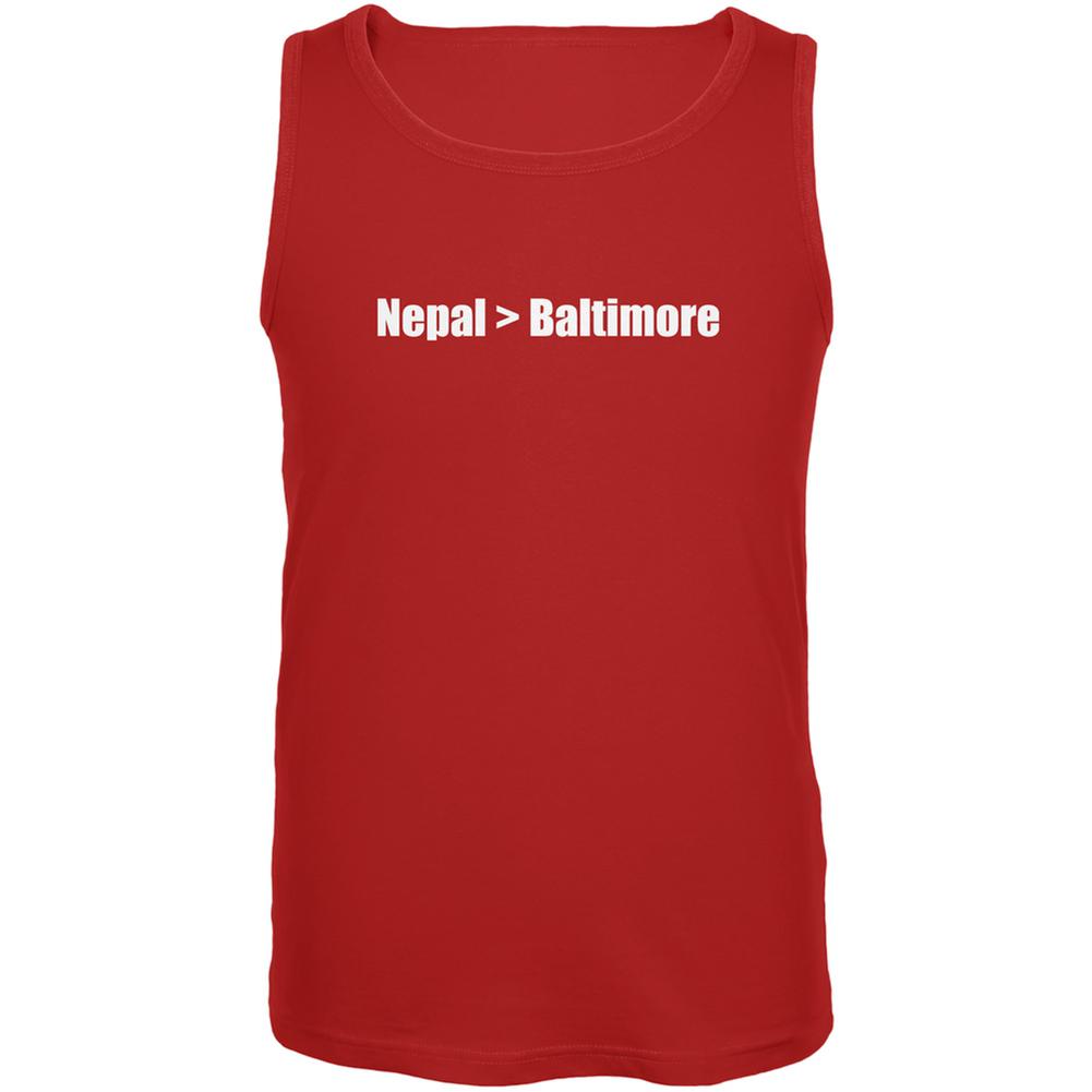 Nepal is Greater Than Baltimore Red Adult Tank Top Men's Tank Tops Old Glory 2XL Red 