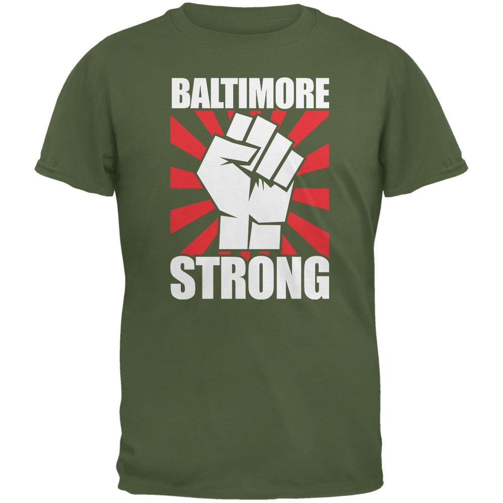 Baltimore Strong Military Green Adult T-Shirt Men's T-Shirts Old Glory 2XL Green 