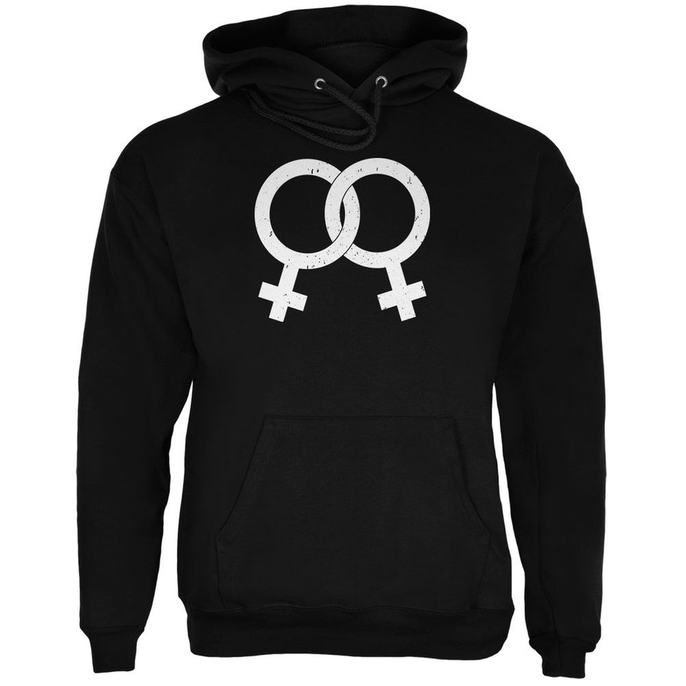 Lesbian Pride Distressed Symbol Black Adult Hoodie Men's Sweatshirts Old Glory   