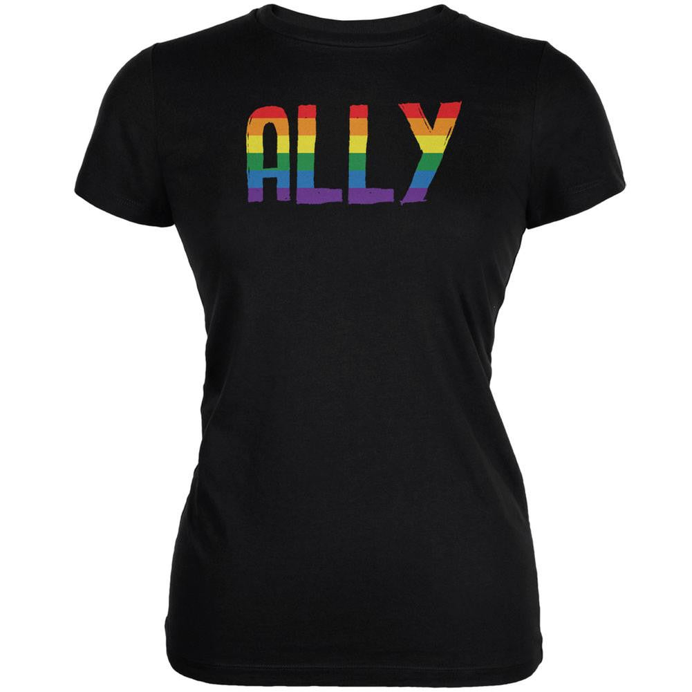 LGBT - Ally Pride Black Juniors Soft T-Shirt Juniors T-Shirts Old Glory 2XL Black 