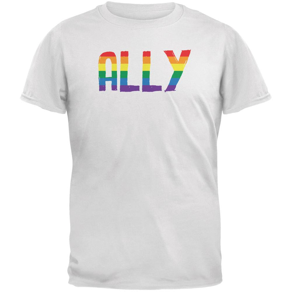 LGBT - Ally Pride White Adult T-Shirt Men's T-Shirts Old Glory 2XL White 