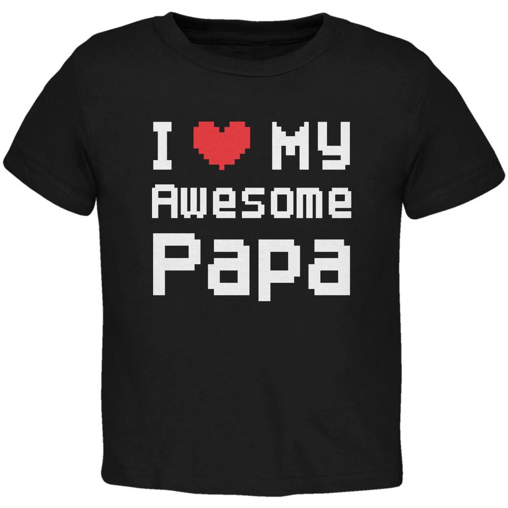 I Heart My Awesome Papa 8 Bit Pixel Black Toddler T-Shirt Toddler T-Shirts Old Glory 2T Black 