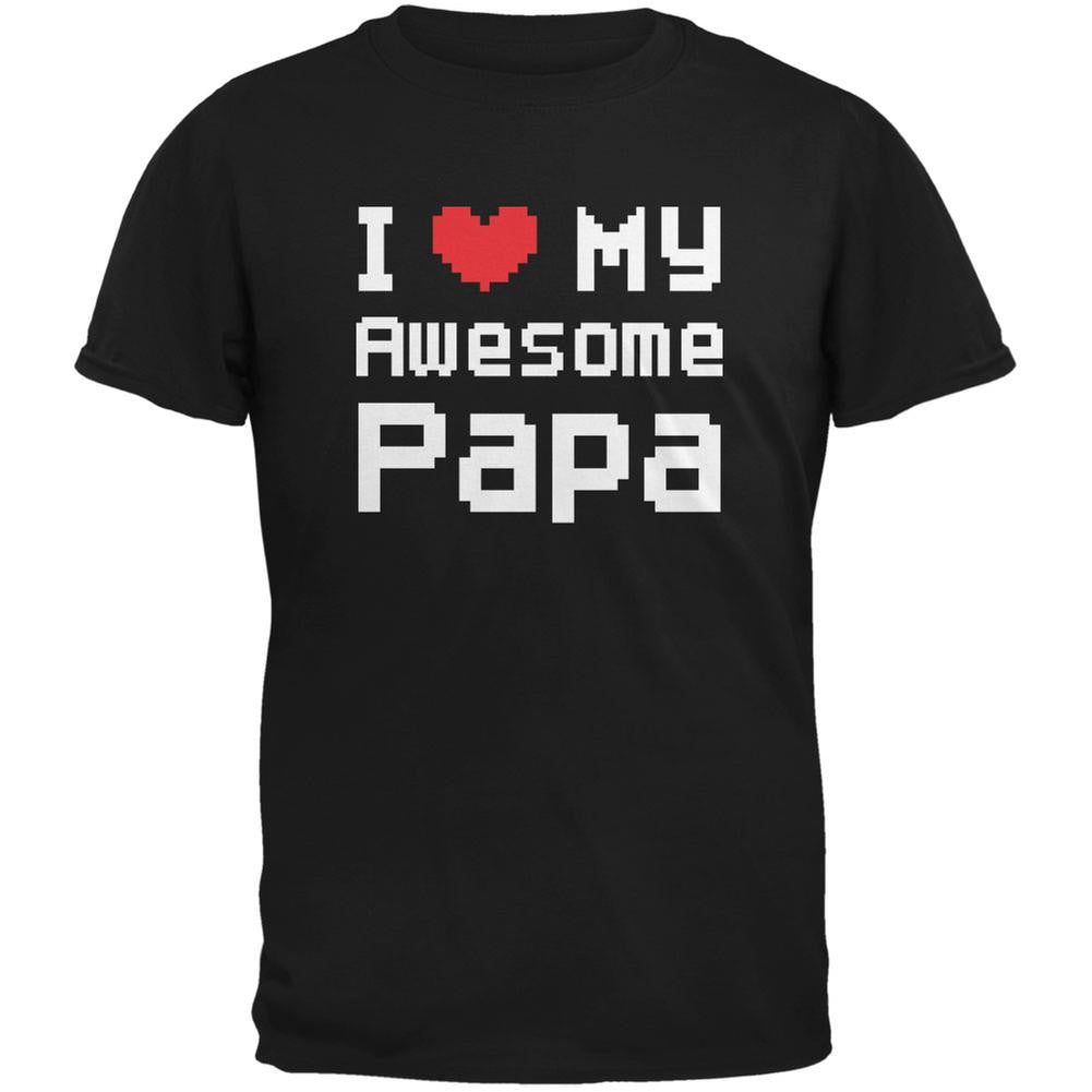 I Heart My Awesome Papa 8 Bit Pixel Black Youth T-Shirt Youth T-Shirts Old Glory LG Black 