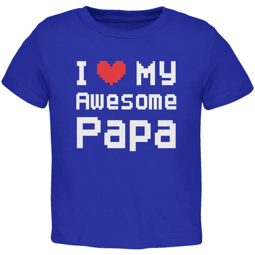 I Heart My Awesome Papa 8 Bit Pixel Royal Toddler T-Shirt Toddler T-Shirts Old Glory 2T Blue 