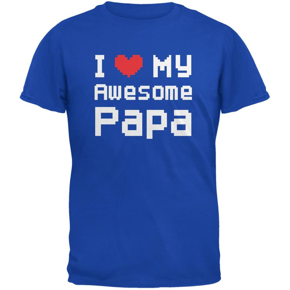 I Heart My Awesome Papa 8 Bit Pixel Royal Youth T-Shirt Youth T-Shirts Old Glory LG Blue 