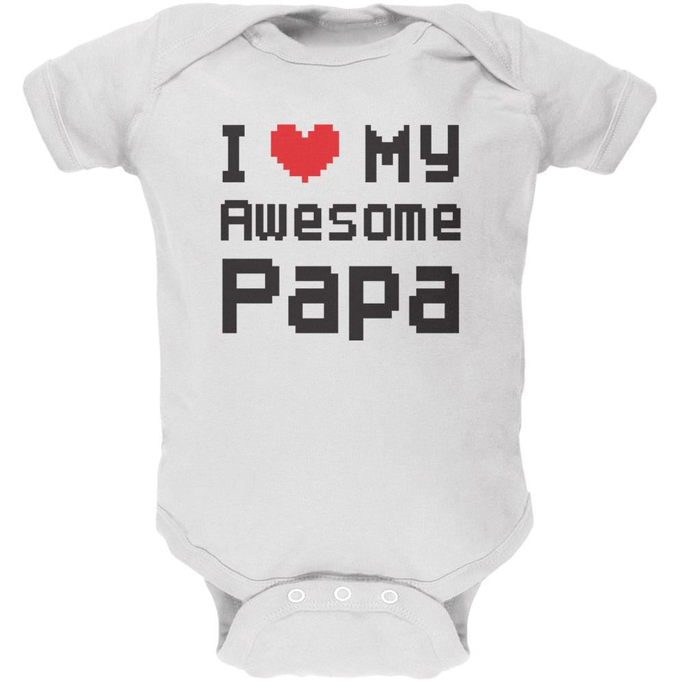 I Heart My Awesome Papa 8 Bit Pixel White Soft Baby One Piece Baby One Piece Old Glory 0-3M White 