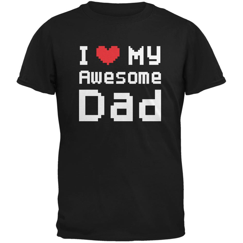 Father's Day I Heart My Awesome Dad 8 Bit Pixel Black Youth T-Shirt Youth T-Shirts Old Glory LG Black 