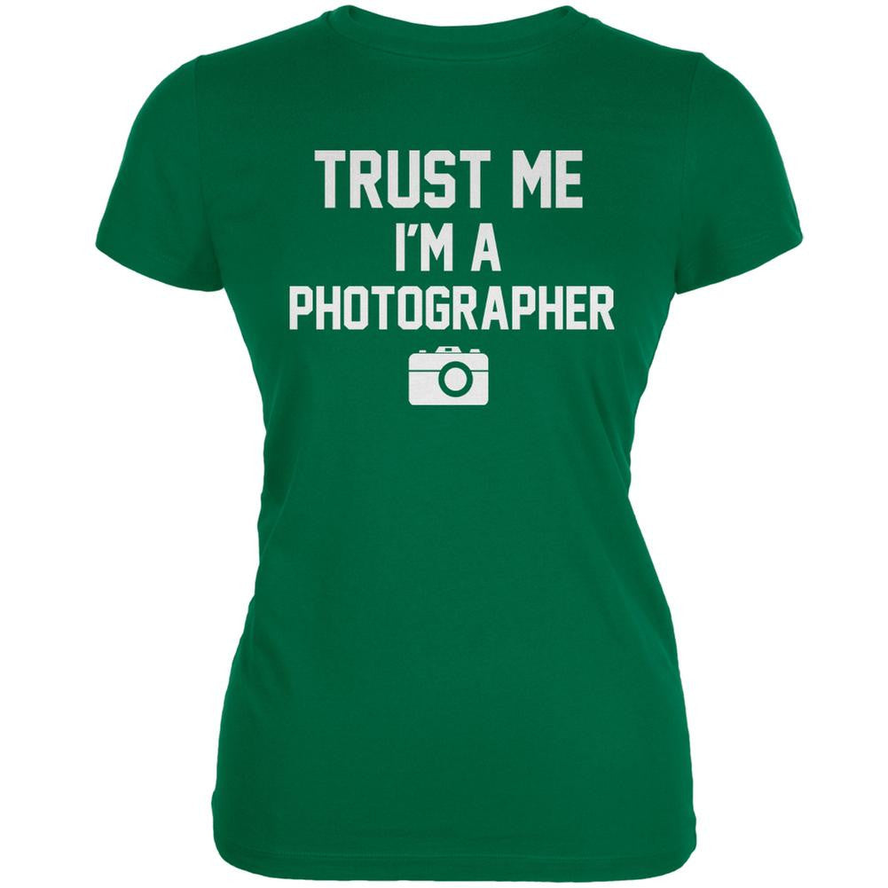 Trust Me Im A Photographer Kelly Green Juniors Soft T-Shirt Juniors T-Shirts Old Glory 2XL Green 