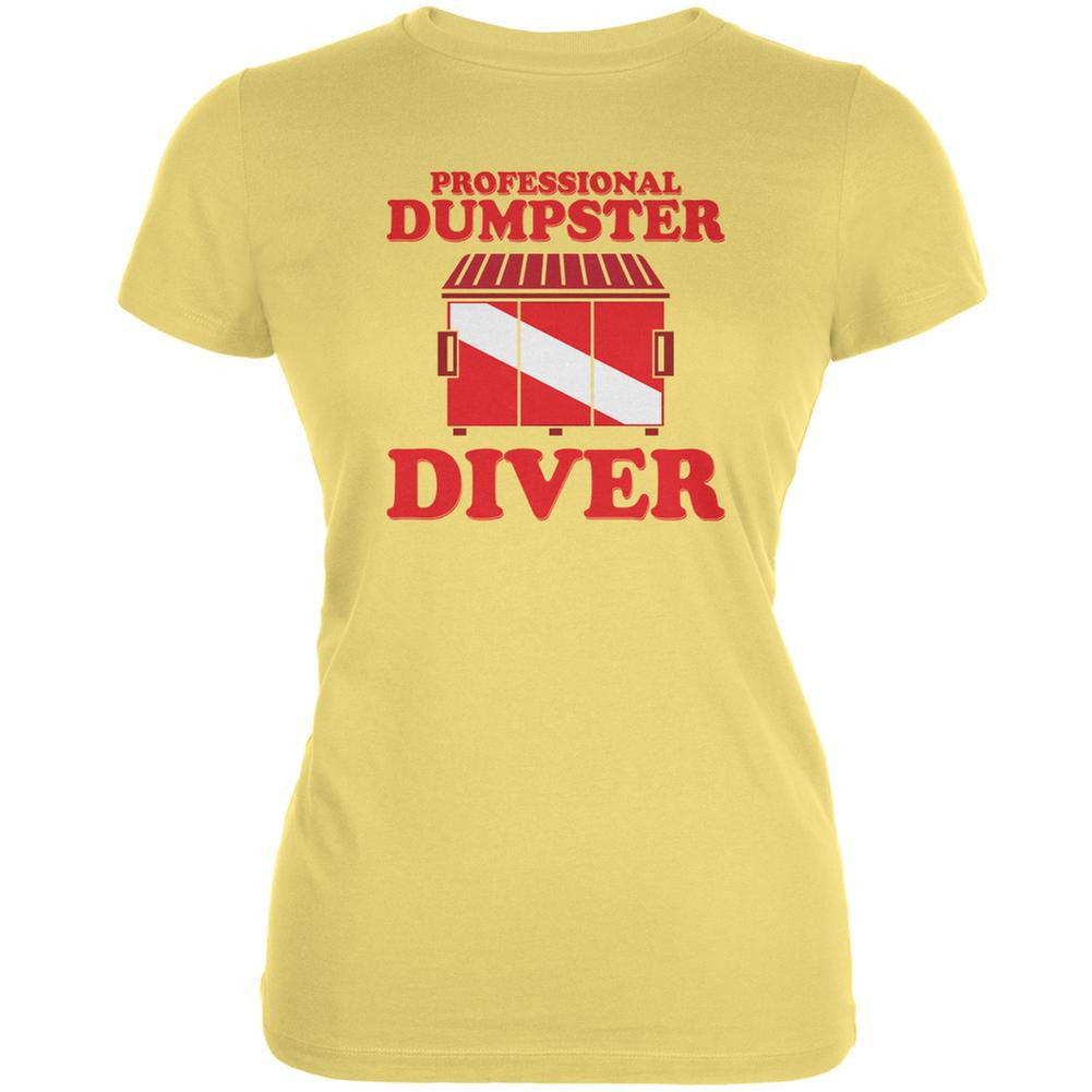 Professional Dumpster Diver Yellow Juniors Soft T-Shirt Juniors T-Shirts Old Glory LG Yellow 