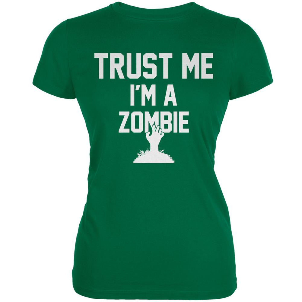 Trust Me Im A Zombie Kelly Green Juniors Soft T-Shirt Juniors T-Shirts Old Glory 2XL Green 