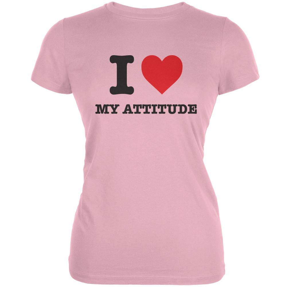 I Heart My Attitude Pink Juniors Soft T-Shirt Juniors T-Shirts Old Glory 2XL Pink 